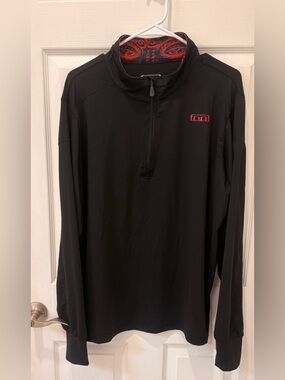 Tool Logo Black 1/4 Zip Pullover with Red Accent